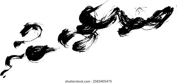 Abstract black brush strokes on a white background, creating a dynamic and artistic composition.