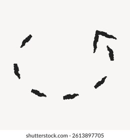 Abstract black brush strokes on a white background. Randomly arranged brush strokes create a minimalist, artistic design. Black brush strokes stand out. Doodle arrow vector.