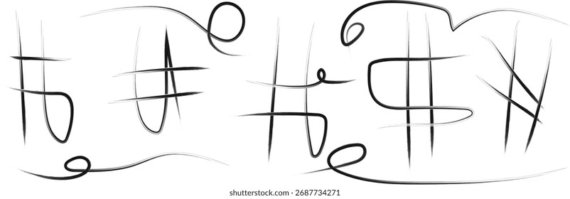 Abstract Black Brush Strokes on White Background Artistic Graphic Design