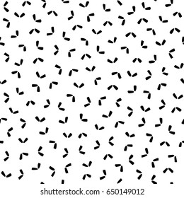 Abstract black brush strokes on white background. Vector seamless pattern with simple minimalistic tribal style design. 
