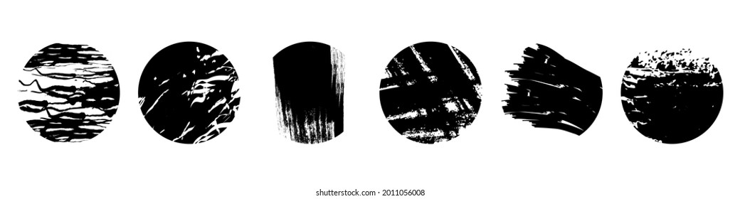 Abstract Black Brush Trace Highlights. Minimalistic Dark Icon Set For Social Media. Vector illustration