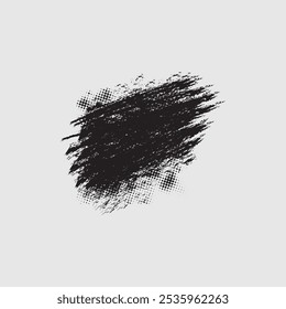 an abstract black brushstroke on a light gray background.