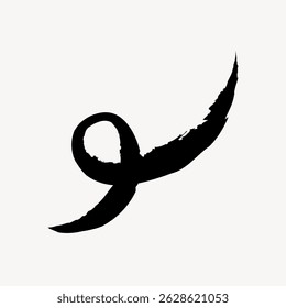 Abstract black brushstroke on white background. Bold, sweeping brushstroke creates dynamic movement. Artistic brushstroke adds visual interest and texture. Hand drawn illustration vector.