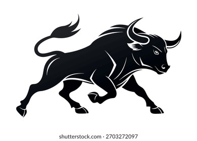 Gráfico de Vector de toro negro Abstractas que simboliza la agresión y el movimiento hacia adelante