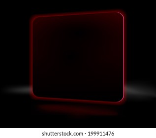 Abstract black burning red square on a black background 