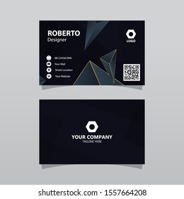 Abstract Black Bussines Card Template. Elegant Element Composition Design With Clean Concept.