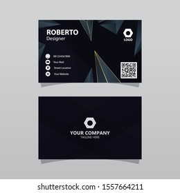 Abstract Black Bussines Card Template. Elegant Element Composition Design With Clean Concept.