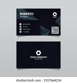 Abstract Black Bussines Card Template. Elegant Element Composition Design With Clean Concept.