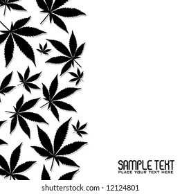 Abstract black cannabis leaf design with copy space