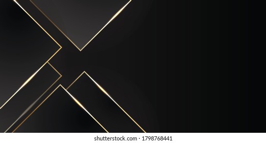 Abstract black carbon neutral overlap gold line design modern luxury futuristic technology background vector illustration