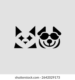 Abstract black cat and dog silhouettes designed for logo and icon usage