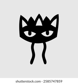 Abstract black cat face symbol with unique artistic design. Minimalist and modern illustration, ideal for branding, logo design, fashion, and digital art concepts.