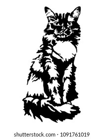 Abstract black cat on a white background.