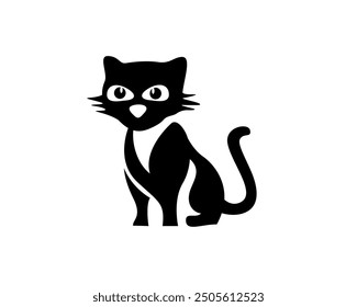 Plantilla de diseño de logotipo de soporte de gato negro abstracto
