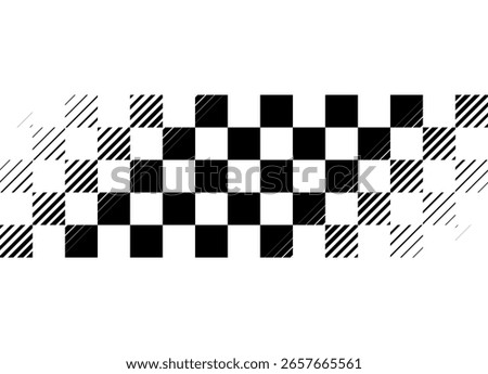 Abstract black checkered flag on white background with smooth transition at corners. Modern vector design element from squares. Sport Vector background. Halftone, Racing