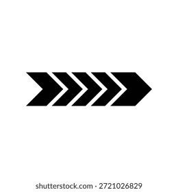 Abstract black chevron arrow sequence moving right, symbolizing progress, advancement, speed, growth, and next functionality in design.