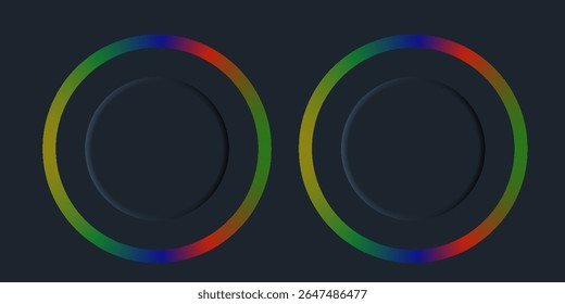 Abstract black circle background with colorful neon lights