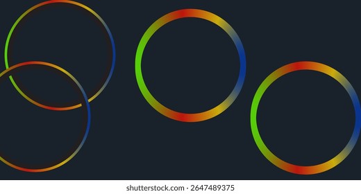 Abstract black circle background with colorful neon lights