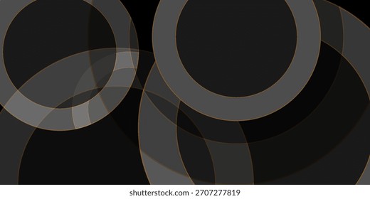Abstractas fondo de círculo negro con líneas doradas. Ilustración vectorial de fondo de lujo