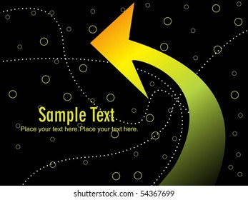 abstract black circle background with green curve arrow
