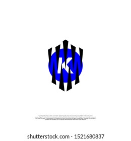 abstract black and circle blue modern claw K logo letter simple design isolated on white background