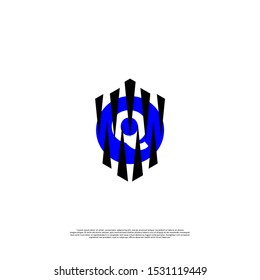 abstract black and circle blue modern claw Q logo letter simple design isolated on white background