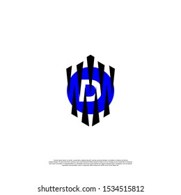 abstract black and circle blue modern claw D Logo letter simple design isolated on white background
