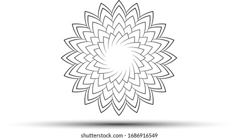Abstract black circle decoration ornament with shadow