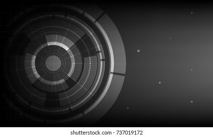 Abstract Black circle digital technology background, futuristic structure elements concept background design