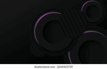 Fondo dimensional Abstractas negro con diseño de luz de neón púrpura
