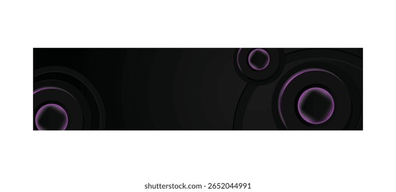 Fondo de Anuncio Horizontal dimensional Abstractas de círculo negro con diseño de luz de neón púrpura