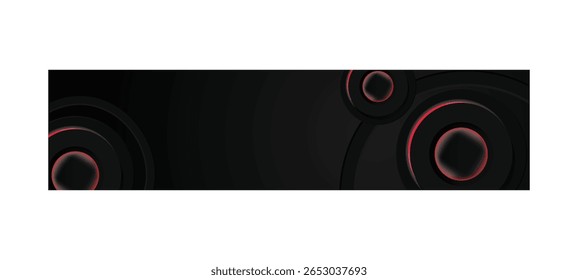 Fondo de Anuncio Horizontal dimensional de círculo negro Abstractas con diseño de luz de neón roja