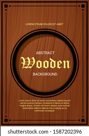 Abstract black circle frame with wooden background. For graphic design template. Vector Illustration. 