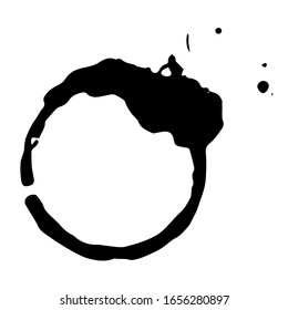 Abstract black circle with jagged edges, rough texture and splatter stains. Watercolor dark circle. Psychological spots.Vector illustration