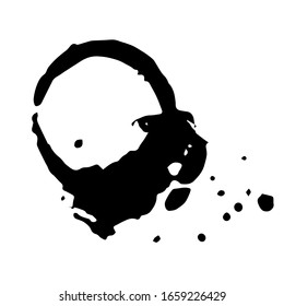 Abstract black circle with jagged edges, rough texture and splatter stains. Watercolor dark circle. Psychological spots.Vector illustration