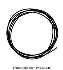 Abstract black circle as line drawing on white as background. Vector