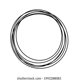 Abstract black circle as line drawing on white background. Vector