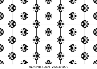Abstract Black Circle Line Pattern Background.  Seamless. Illustration