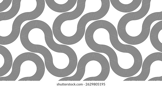 Abstract black circle lines on white background. Geometric line art design. Modern line pattern. Futuristic technology concept. Suitable for websites, banners, presentations, brochures, covers