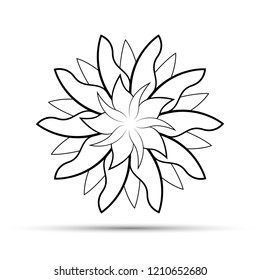Abstract black circle ornament and flower logo