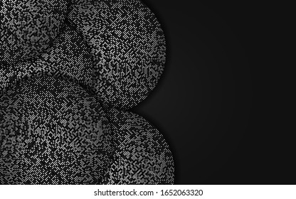 Abstract black circle shapes background a combination wit dots silver glitters element. Vector design template for use element cover, banner, poster, card