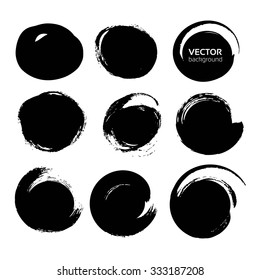 Abstract black circle strokes isolated on white backckground