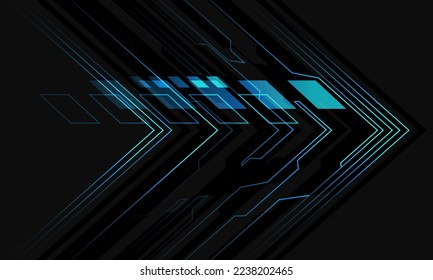 Abstract black circuit blue light cyber arrow direction on grey design modern futuristic technology background vector illustration.