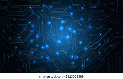Tecnologia de placa de circuito negro linhas conectadas elementos eletrônicos computador motherboard chip processador semicondutor digital no fundo branco ilustração vetorial.