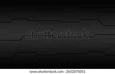 Abstract black circuit cyber direction on grey metallic design modern futuristic technology background vector illustration.