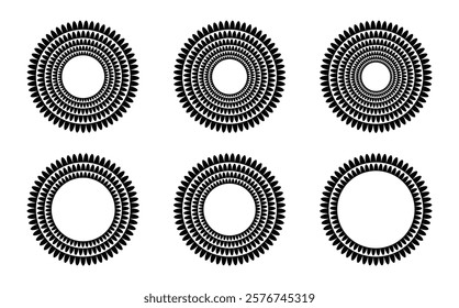 Abstract Black Circular Pattern Design. Abstract geometric flowers. Vector illustration.