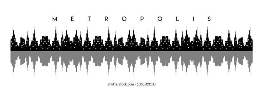 abstract black cityscape with shadow and white background wallpaper design concept