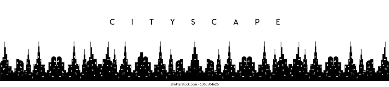 abstract black cityscape with whte background wallpaper design concept