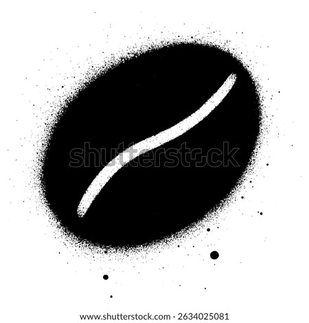 Abstract black coffee bean graffiti style illustration created with spray paint on a white background.