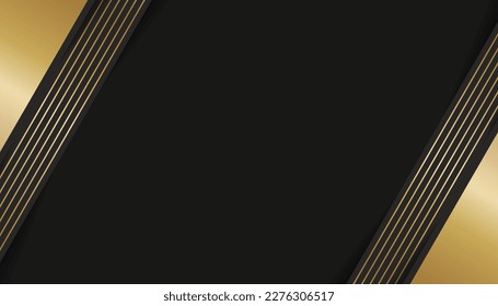 Resumen El fondo de color negro de fondo de capas superpuestas con líneas doradas. Fondo oscuro con estilo de lujo. Ilustración vectorial